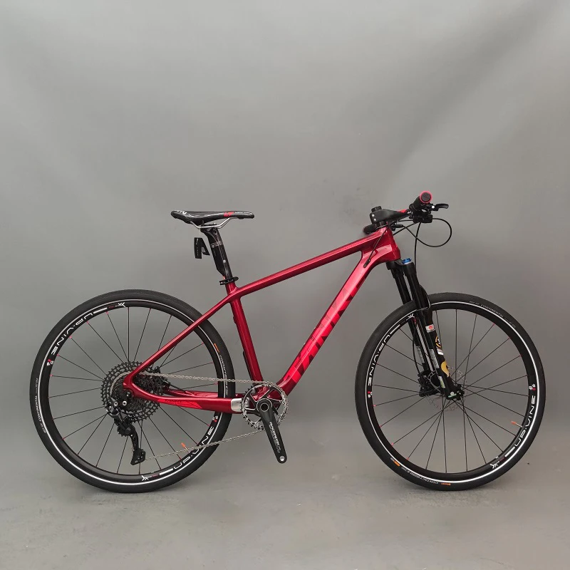 Рама из углеродного волокна MTB Велосипед Масло Газ Передняя вилка Красный горный