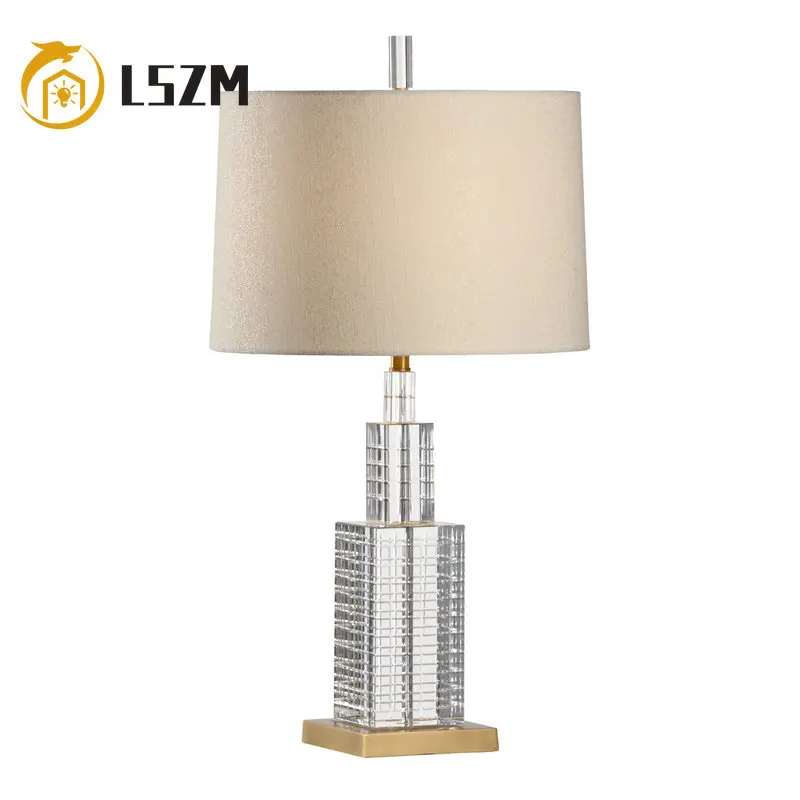 

Luxury Crystal LED Desk Lamp Post Modern Simple American Style Table Lamp for Living Room Bedroom Bedside Household Table Lamp