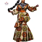 Индивидуальная африканская одежда BintaRealWax для женщин, топы с длинным рукавом и юбка до щиколотки, африканские женские восковые костюмы с принтом WY9017