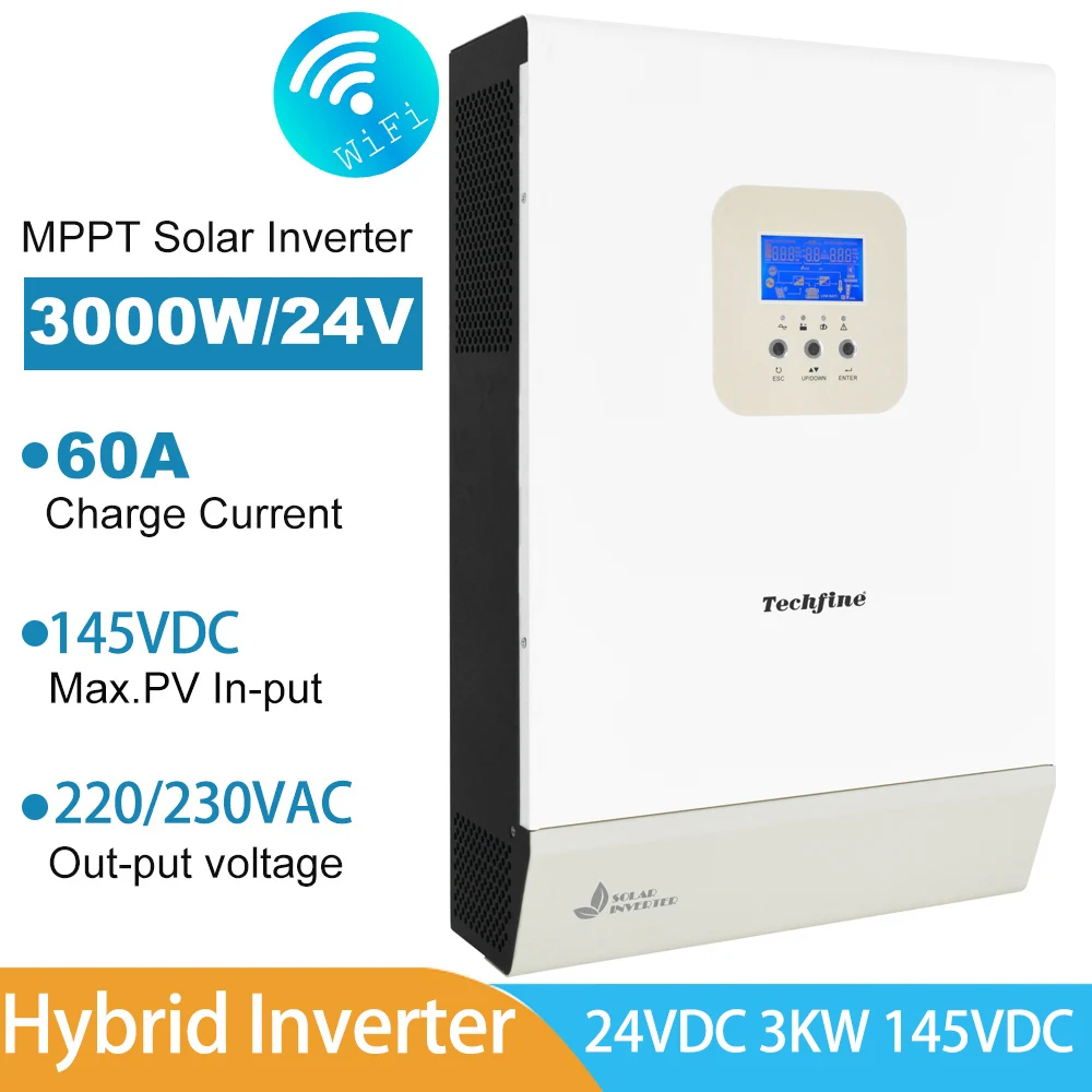 

3KW 5KW 24V 60A Hybrid Solar Inverter Controller MPPT Solar Charge Controller Pure Sine Wave 145VDC 230VAC With RS485 WIFI