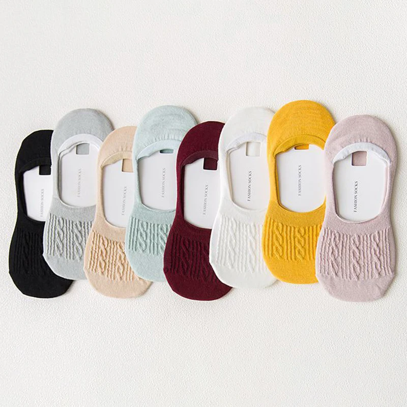 

Spring Summer New Women's Cotton Socks Solid Invisible Socks Softable Fashion Women Casual Cotton Breathable Ankle Boat Socks