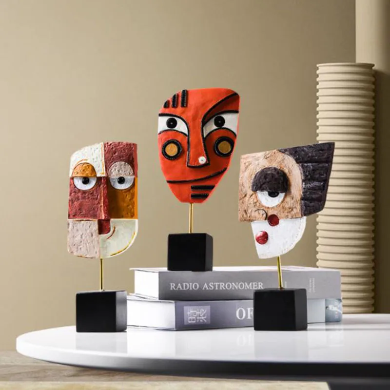 

Abstract Face Statue Nordic Art Resin Figurine Sculpture Art Ornaments Home Tabletop & Cabinet Decors Modern