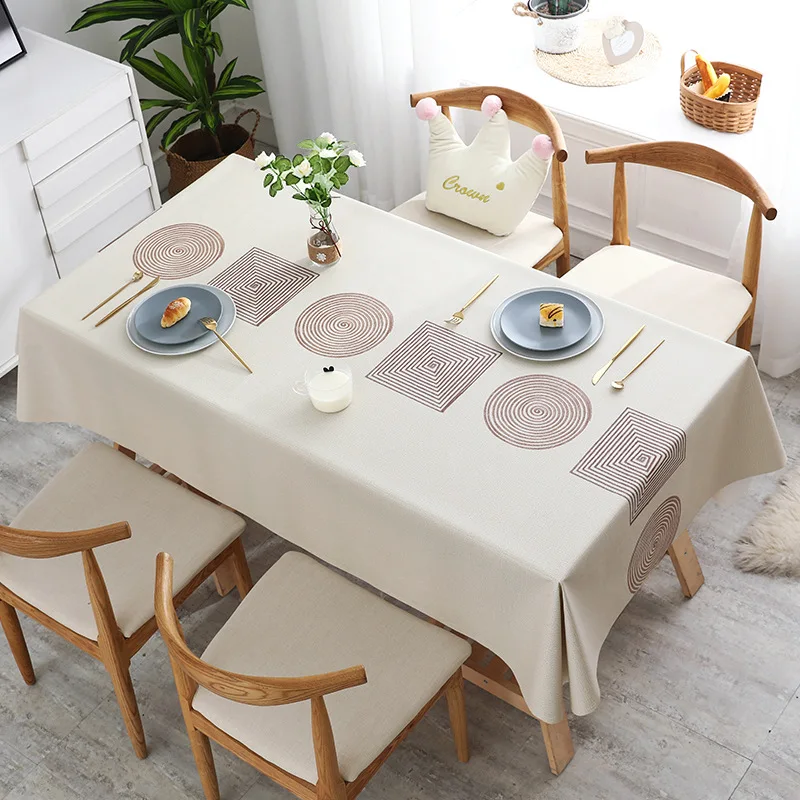 

Tablecloth PVC Scandinavian Style Beautify Home Waterproof Oil-Free Printing Plastic Table Decoration Living Room Decoration