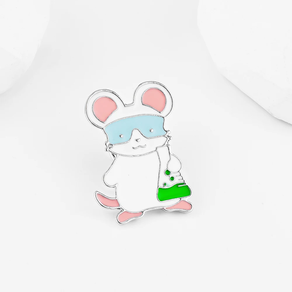 Милая мышь научный элемент коллекция животных значок с лацканами куртка