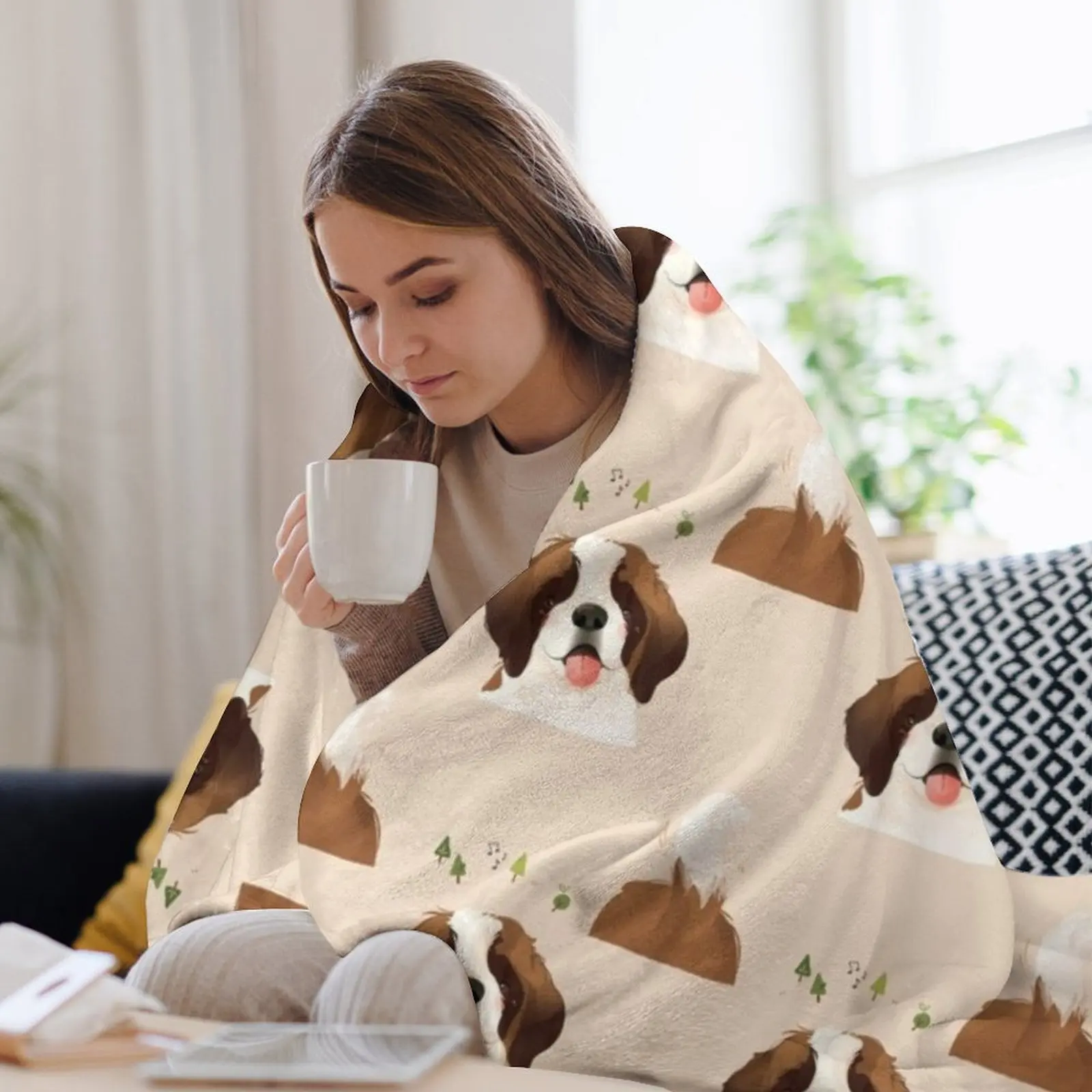 Одеяло с иллюстрацией собаки Сенберна Бернард плед пушистые детские одеяла