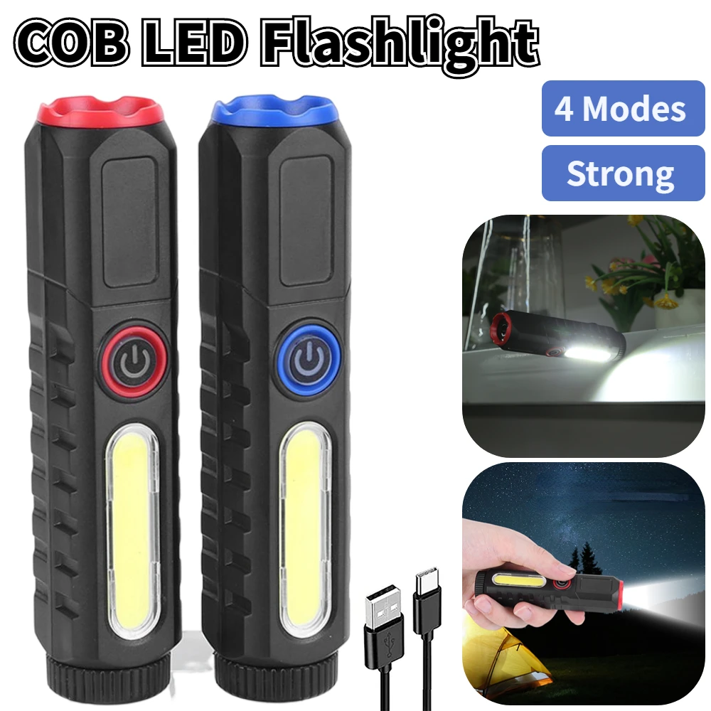 

Powerful Led Flashlight XPE Emergency Torch Outdoor COB LED Camping Light USB Rechargeable Portable Lantern Tactical Flashlight