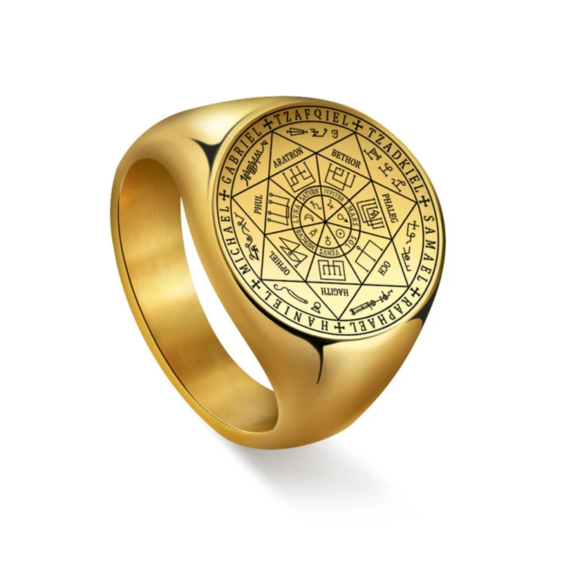 

Dreamtimes Seal of The Seven Archangels Viking Ring Solomon Kabbalah Talisman Hexagram Rings for Men Stainless Steel Jewelry