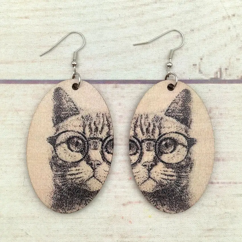 Симпатичные Бостон-терьер бриллиантовые женские серьги кошка с очками Смешные