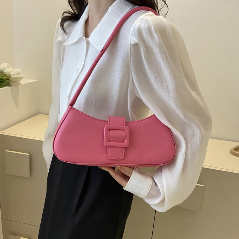 

Fashion Designer Handbags and Purses Brand Luxury Women Shoulder Bag Simple Style Solid Color PU Leather Ladies Underarm Bags