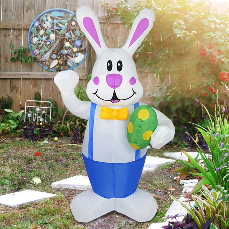 

Inflatable Easter Bunny Blue Rabbit Carrot Blow Up Toys Luminous Giant Prop With LED Lights Indoor Outdoor Yard Garden Decor