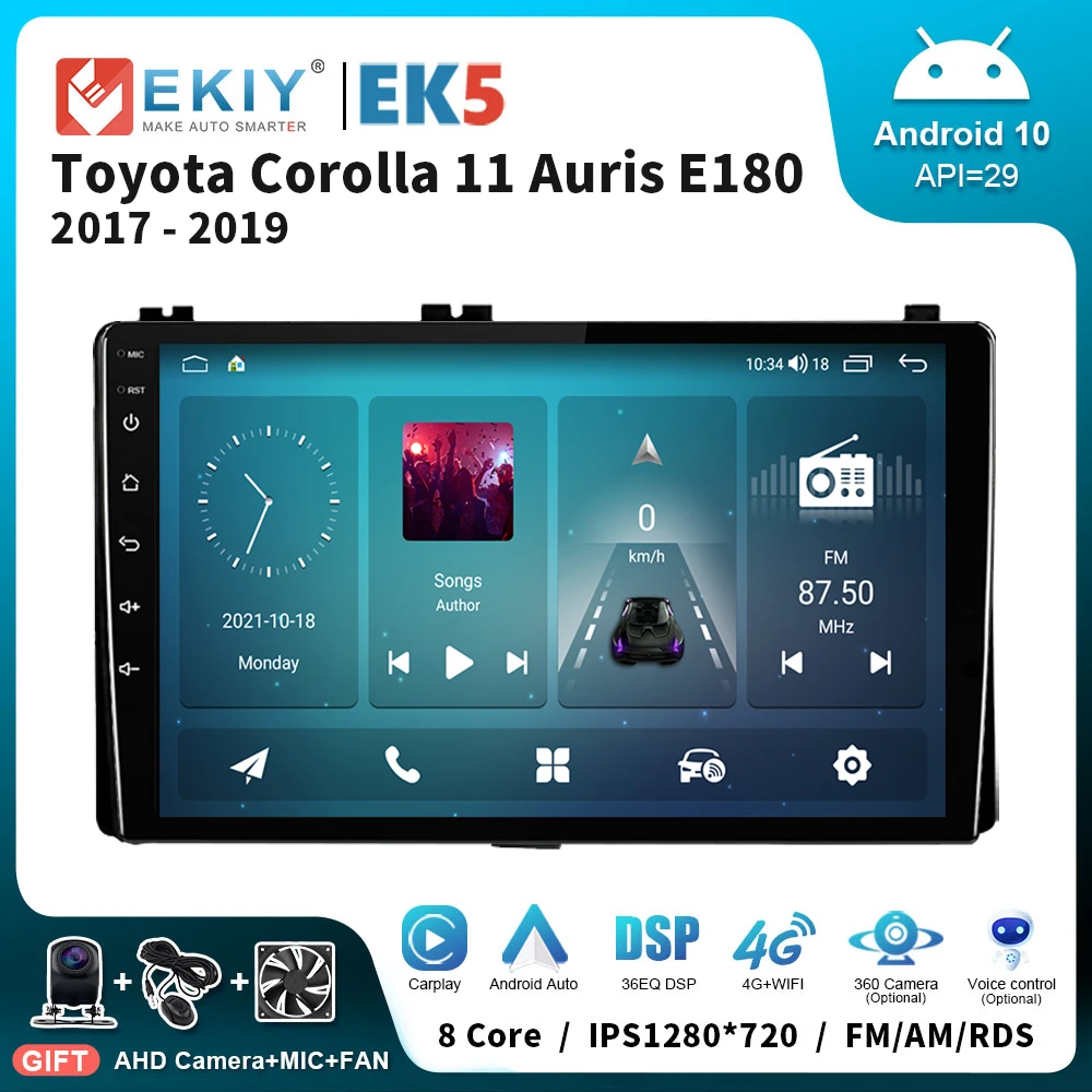 

EKIY EK5 2Din Автомобильная стерео для Toyota Corolla 11 Auris E180 2017 - 2019 мультимедийный видео музыкальный плеер Carplay Авторадио Навигация