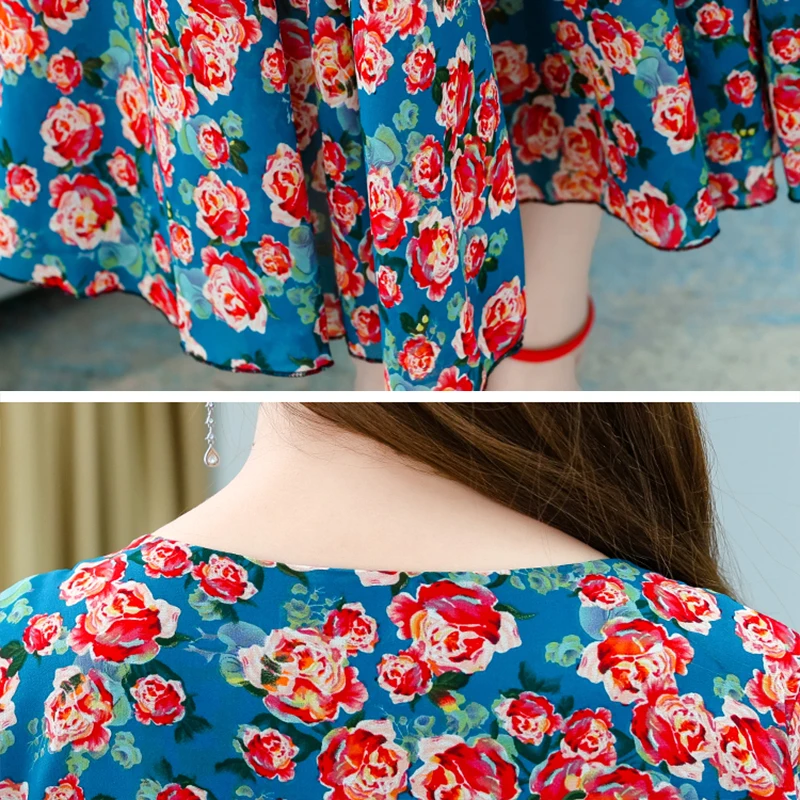 Женское шифоновое платье с цветочным принтом длинное пляжное в стиле бохо