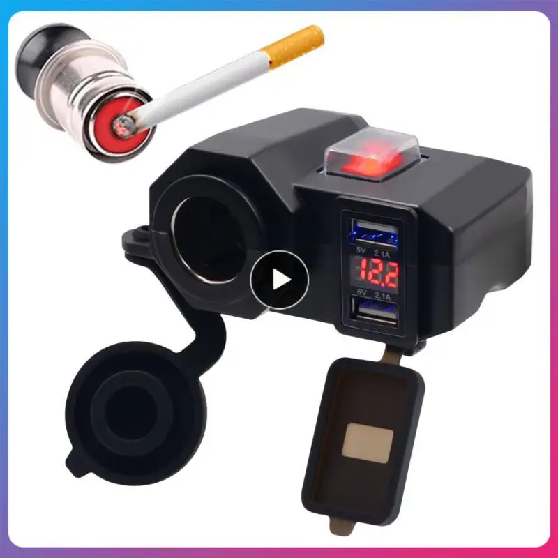 

Motorcycle Charger Waterproof Cigarette Lighter Stand Dual USB 5V 4.2A Socket Mount Charger Power Adapter