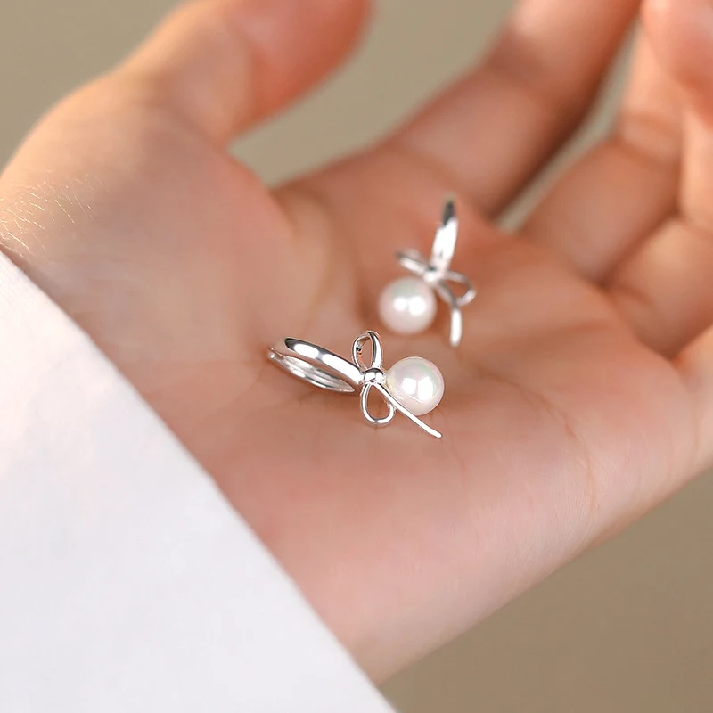 Серьги-банты из стерлингового серебра 925 пробы с жемчугом женские дизайнерские