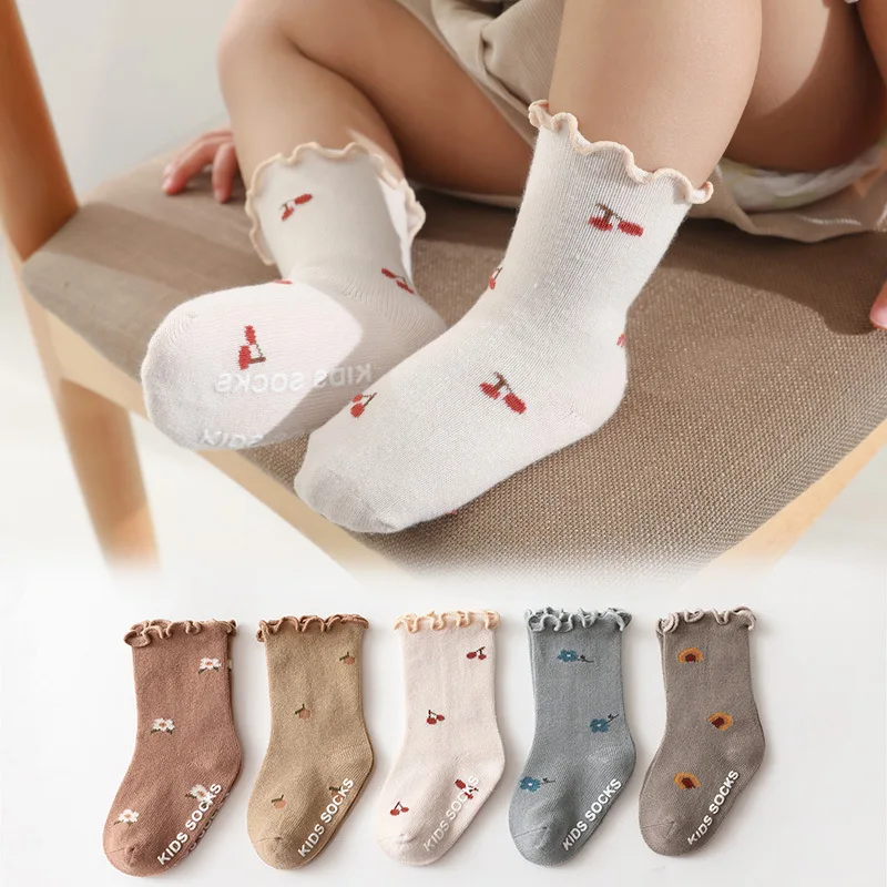 

Противоскользящие носки для новорожденных и детей ясельного возраста весенне-осенние нескользящие носки-тапочки с оборками для мальчиков ...