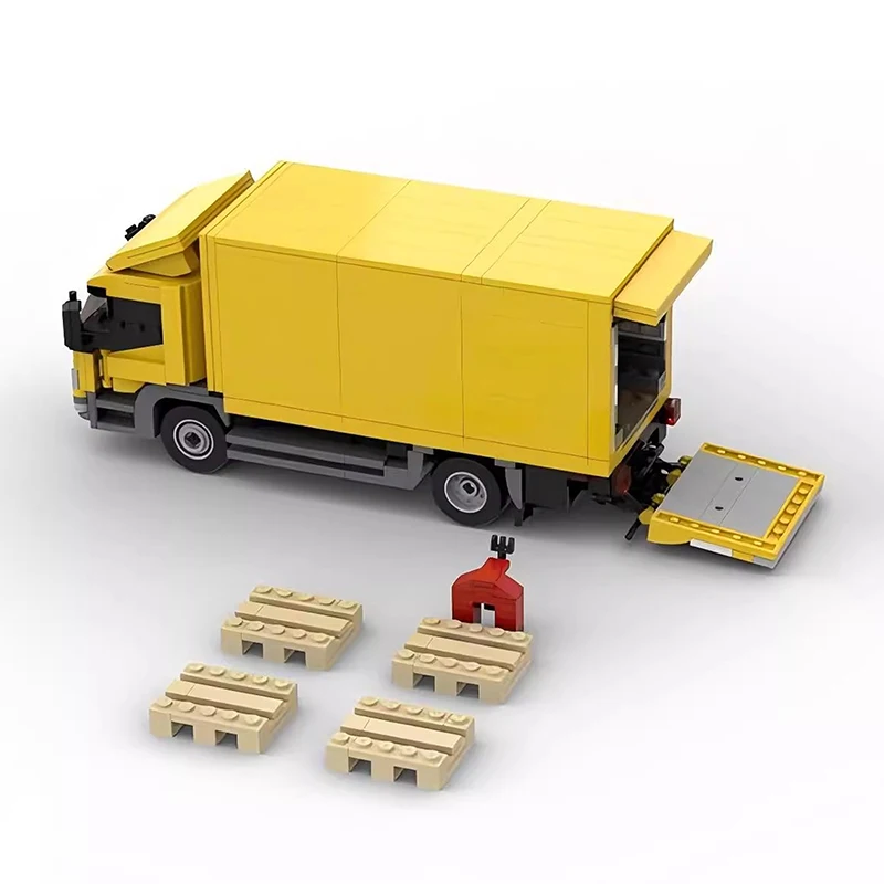 Фото Конструктор Bricklink MOC технический автомобиль, машинка для перевозки, пикап, бензированный грузовик Atego, желтые автомобили, строительные блоки, игрушки, рождественский подарок №4