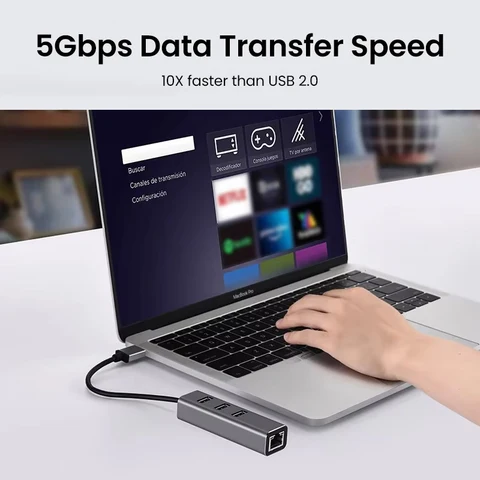 KEBIDU 4-портовый USB 3.0 концентратор с Ethernet