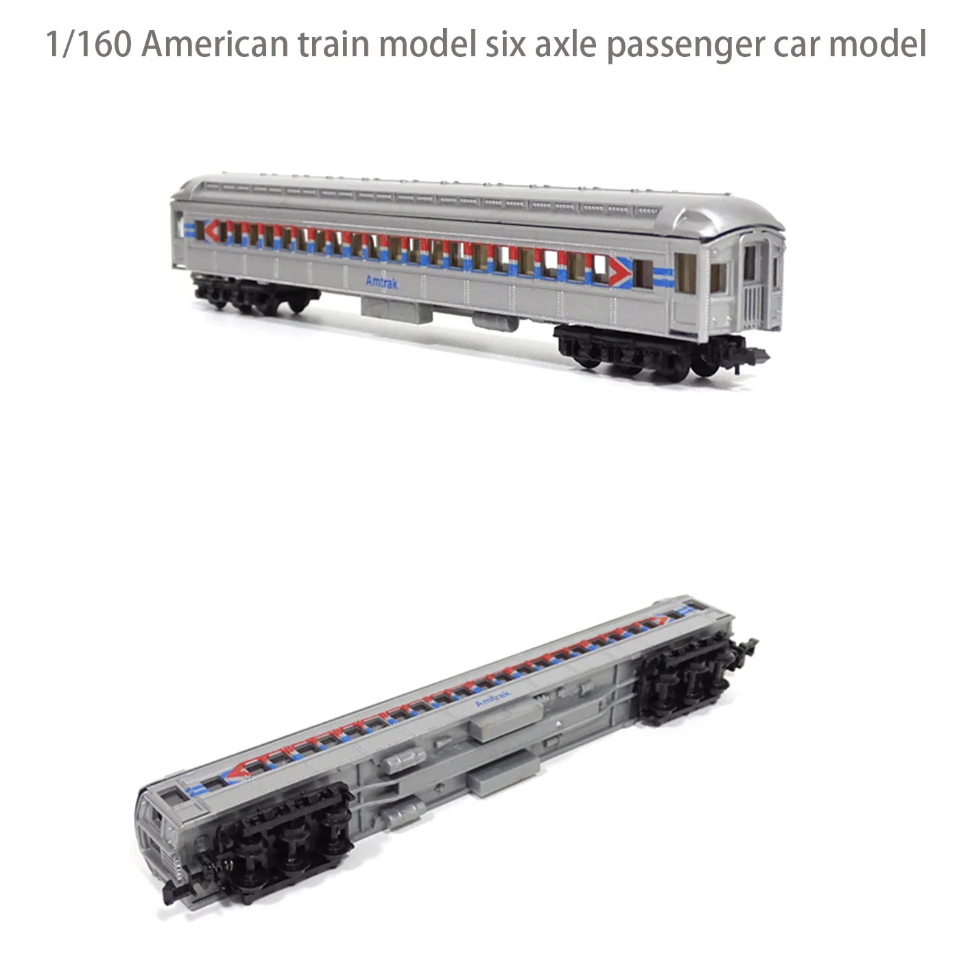 

N scale 1/160 American train model six axle passenger car model plastic wheel Finished product model