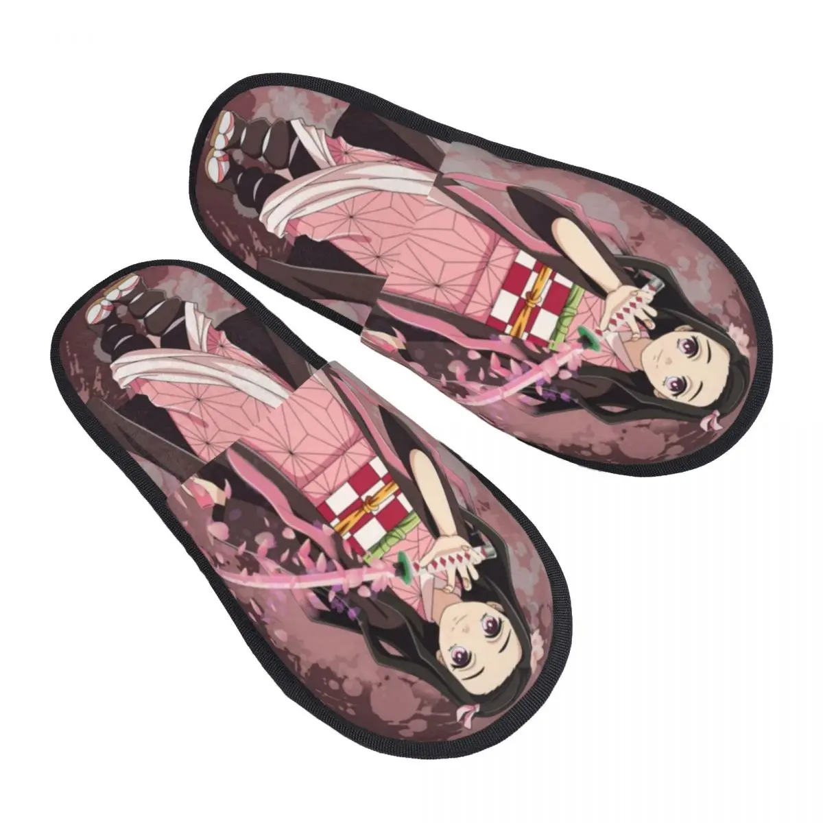

Мягкие домашние тапочки из пены с эффектом памяти на заказ, женские тапочки Nezuko Kamado Kimetsu No Yaiba, Уютные теплые Нескользящие тапочки на подошве