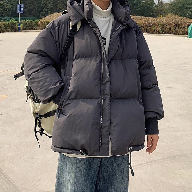 Winter Jacket Men's Parka Warm Fashion Casual Korean Style Hooded Short Coat Men Streetwear Wild Loose Thick Jacket Mens Clothes
