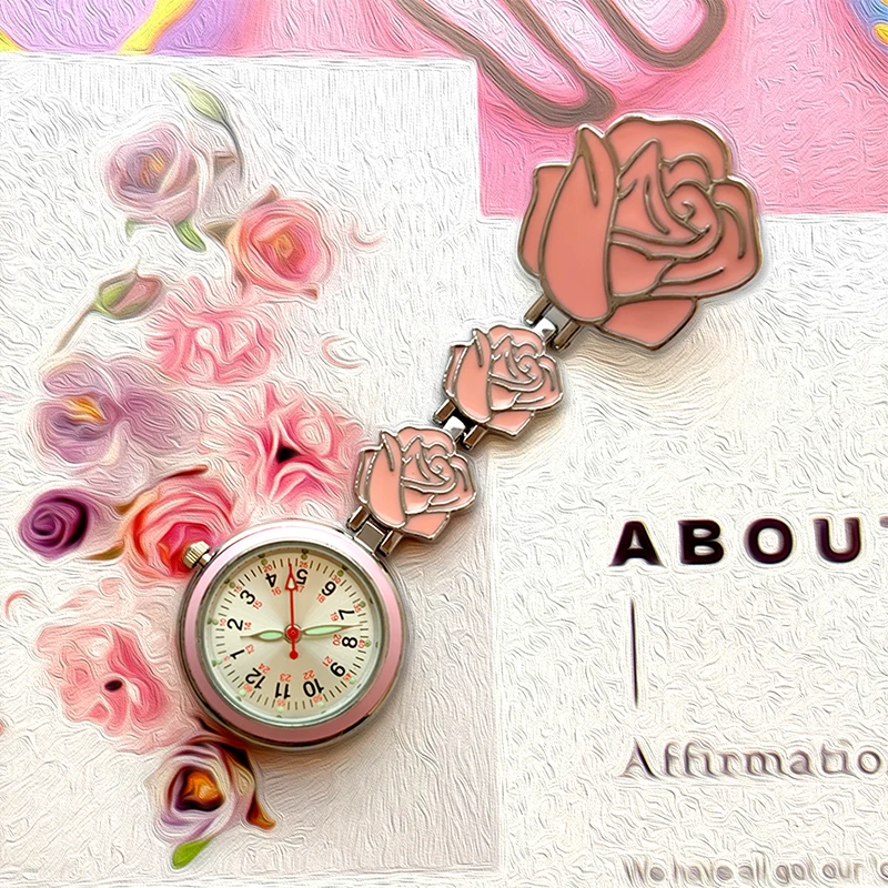 High Quality Flower Nurse Watch Chest Pocket Clock Medical Rose Shape Doctor Watch Brooch Nurse Fob Watch Hospital Gift