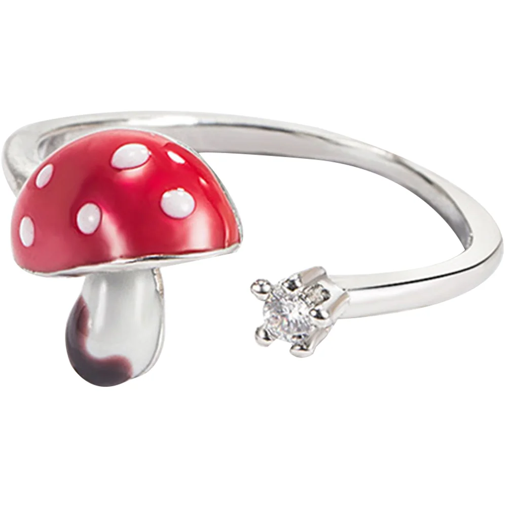 

Rings Mushroom Ring Cute Womensilver Adjustable Jewelry Open Personalized Costume Gifts Gift Valentine Vintage Lucky Party Fairy
