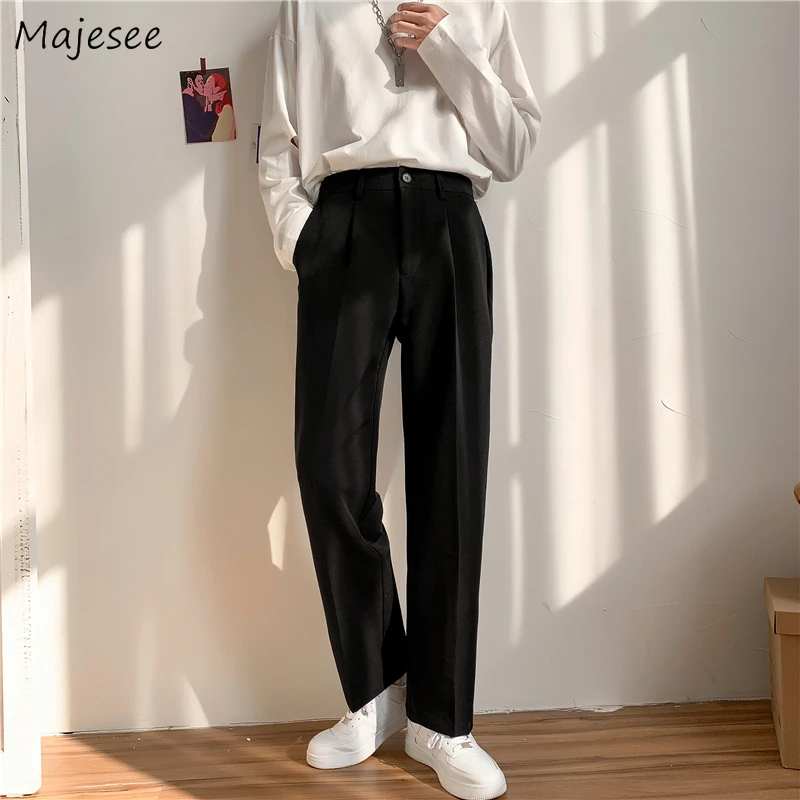 

Pants Men Straight Students Teens All-match Gentle Casual Ins Streetwear Popular Male Ulzzang Handsome Solid Simply Design Cozy