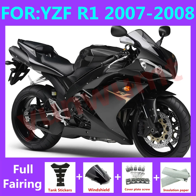 

Новинка, инъекционная форма для ABS мотоцикла, полный комплект обтекателей, подходит для YZF R1 2007, 2008 детской модели 07 08, Обтекатели для кузова, набор черных обтекателей