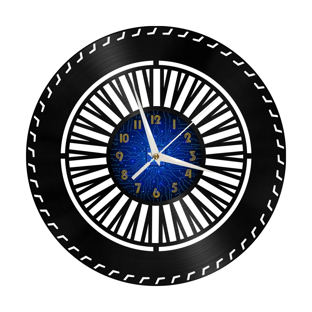 

Bicycle Tires Vinyl Wall Clock, Vinyl Record Clock Wall Art Silent & Non-ticking