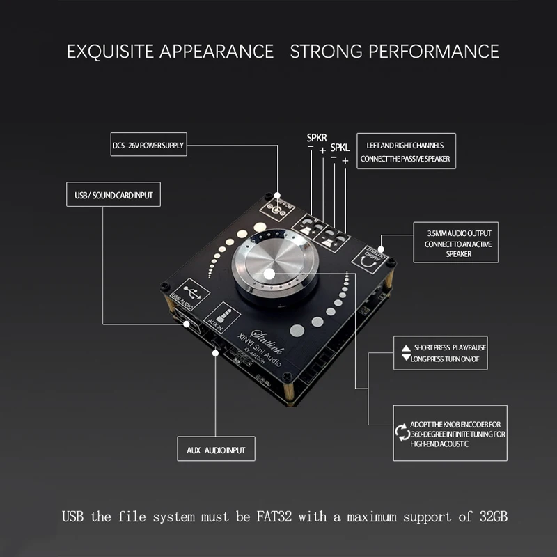 XY-AP100H 100 Вт + двойной TPA3116D2 Bluetooth 5 0 стерео аудио цифровой усилитель мощности Плата