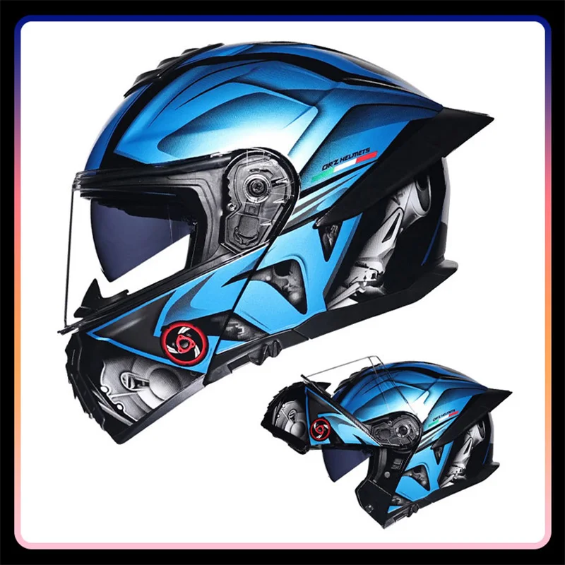 Мотоциклетный шлем с двойным козырьком винтажные модульные откидные на все лицо