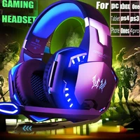surround stereo gaming headset headband headphone wired usb 3 5mm led with mic for pc ps4 xbox one laptops tablet smartphones
