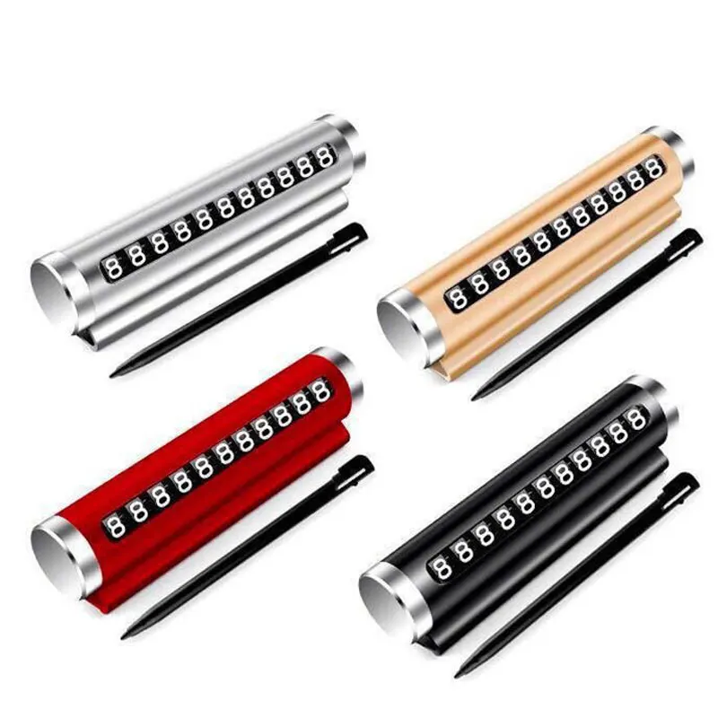 

Universal Rotate Phone Number Plate Aluminum Metal Car Temporary Parking Card Stickers Park Stop in Car-styling Auto Accessories