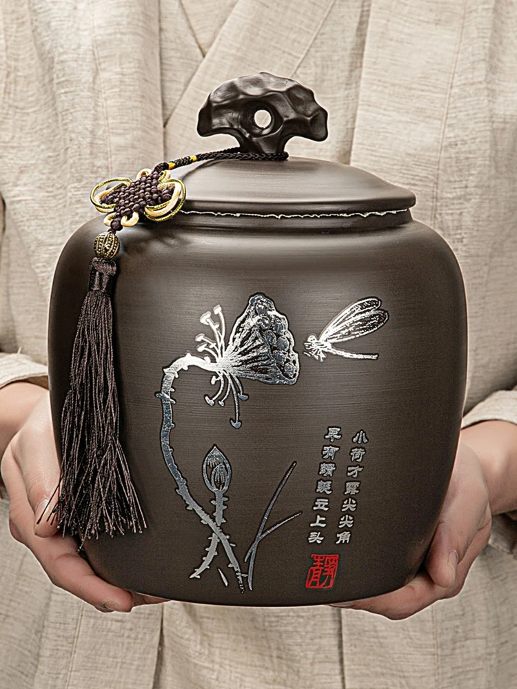 

Black Tea Box Organizer Chinoiserie Porcelain Sealed Jar Tea Caddies Coffee Canister Organizer Boite A The Kitchen Storage XR123
