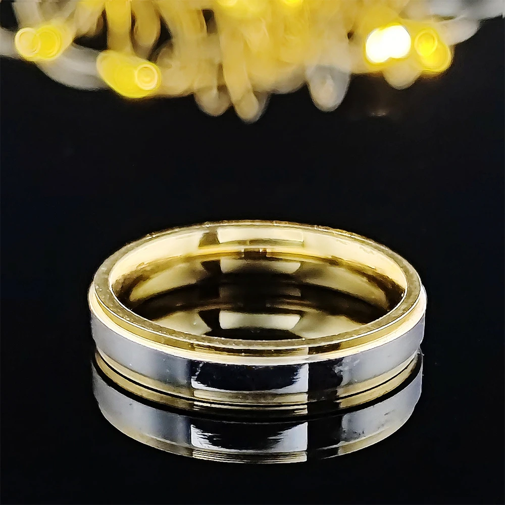 

2022 New Luxury Gold Silver Color 4mm Titanium Couples Ring Valentine's Day Gift Jewelry Drop Shipping R5646