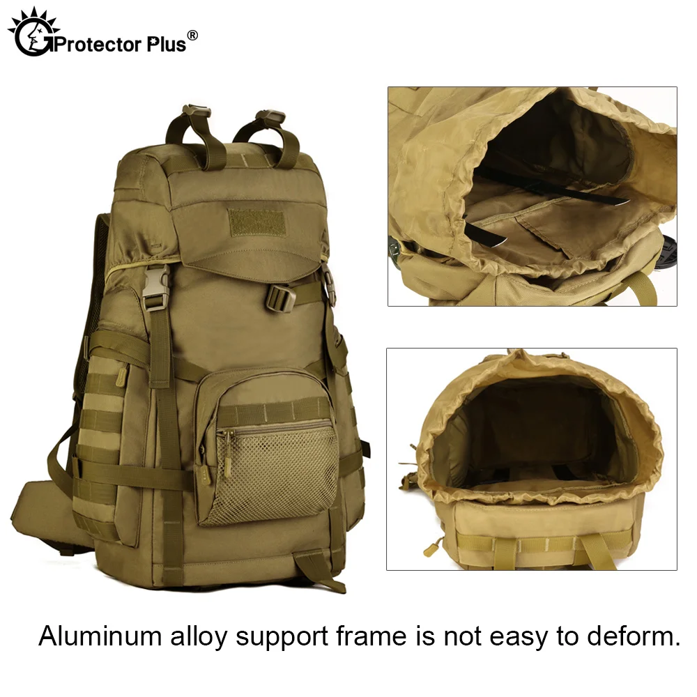 Фото Рюкзак PROTECTOR PLUS Field Backpack 60L, нейлоновый тактический рюкзак большой вместимости, удобный для путешествий, альпинизма и походов. №3