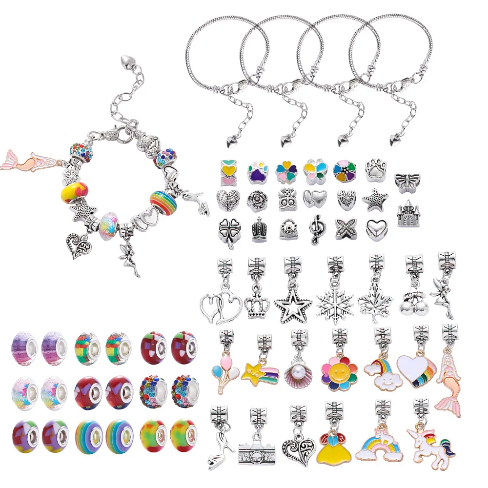 

Bracelet Kit for Women DIY Jewelry Making Accessories Metal Charms Set for Kids Trend Hand String Handmade Beads Bracelet