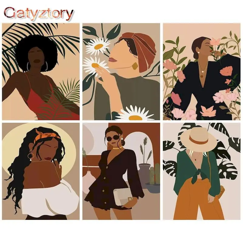

GATYZTORY Painting By Numbers Kits For Adults Black Woman Figure Oil Picture By Number 40x50cm Framed Home Art Craft