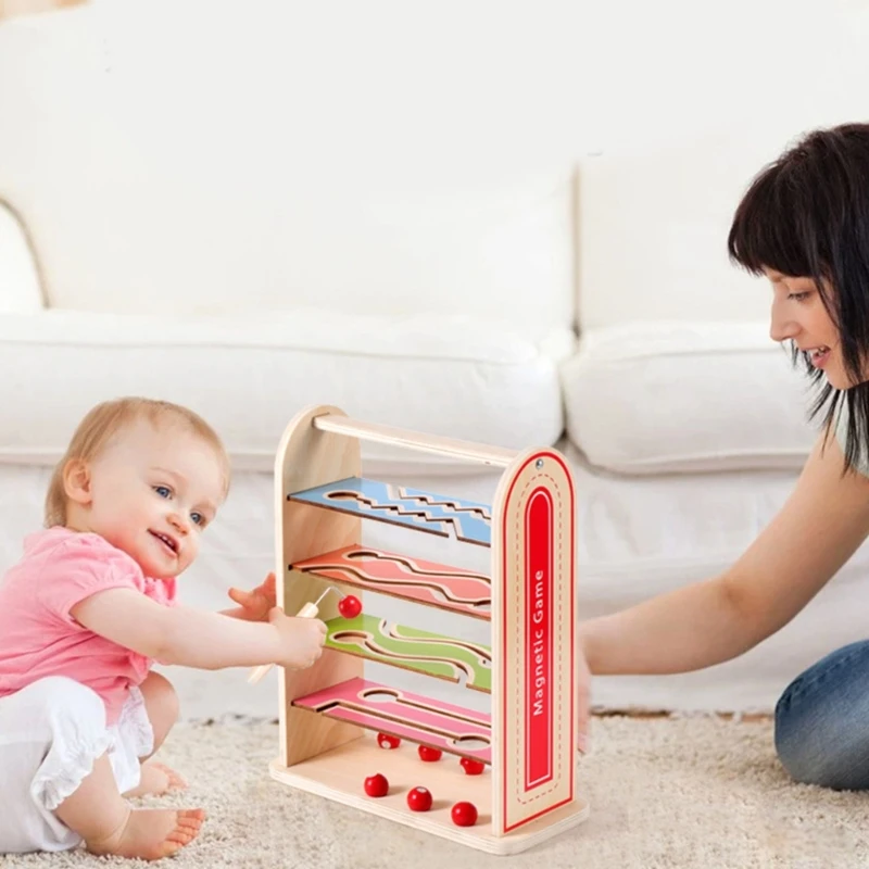 

Magnetic Maze Bead Toy for Kids Fine Motor Skill Training Puzzle Board with Bead Toddler Hand Ability Early Learning Toy