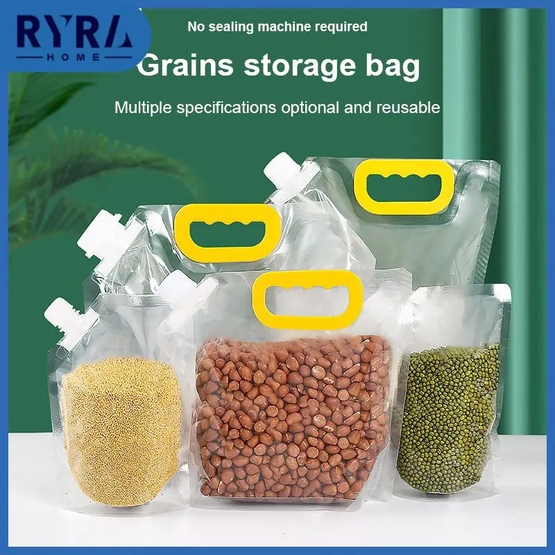 

Grains Storage Packaging Bag Cereals Moisture Insect Proof Sealed Bag Thickened Portable Food Rice Bean Container Nozzle Bag