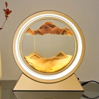 3d hourglass led lamp quicksand painting art bedside art sand scene dynamic living room decor accessories round glass decor