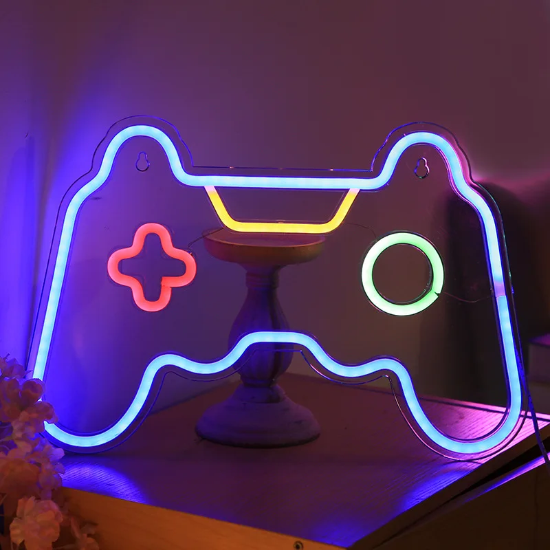 

LED Game Neon Sign Gamepad Shape Game Zone Room Decor Goodvibes Bedroom Wall Gaming Wall Decoration Lightup Signs