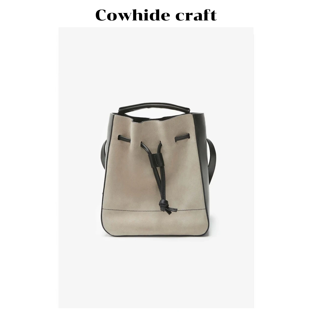 

Французская нишевая сумка, кожаная сумка-мешок с верхним слоем, подходящая цвету сумка-мешок на шнурке, вместительная сумка-мессенджер для ...
