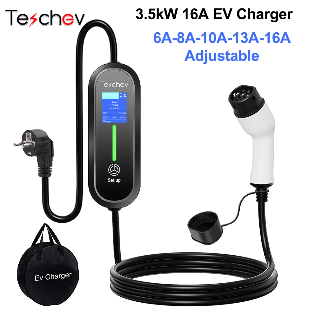 Зарядное устройство для электромобиля Teschev 3 5 кВт тип 2 1 ГБT зарядная станция