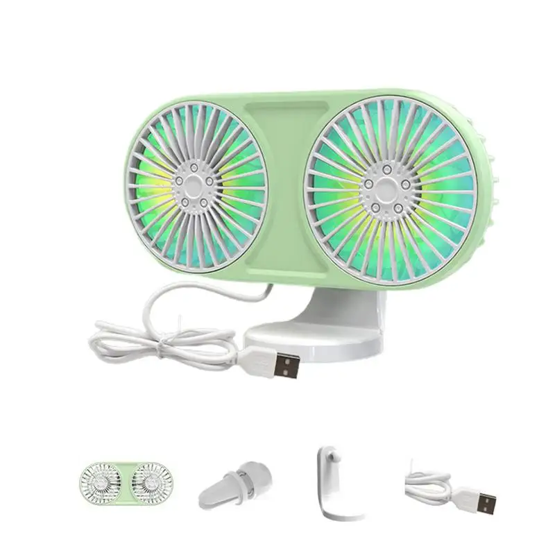 

Car USB Fan With Dual Head Adjustable 3 Wind Speed Cooling Air Fan For Vehicle Air Circulation Portable Quiet Dual Head Auto