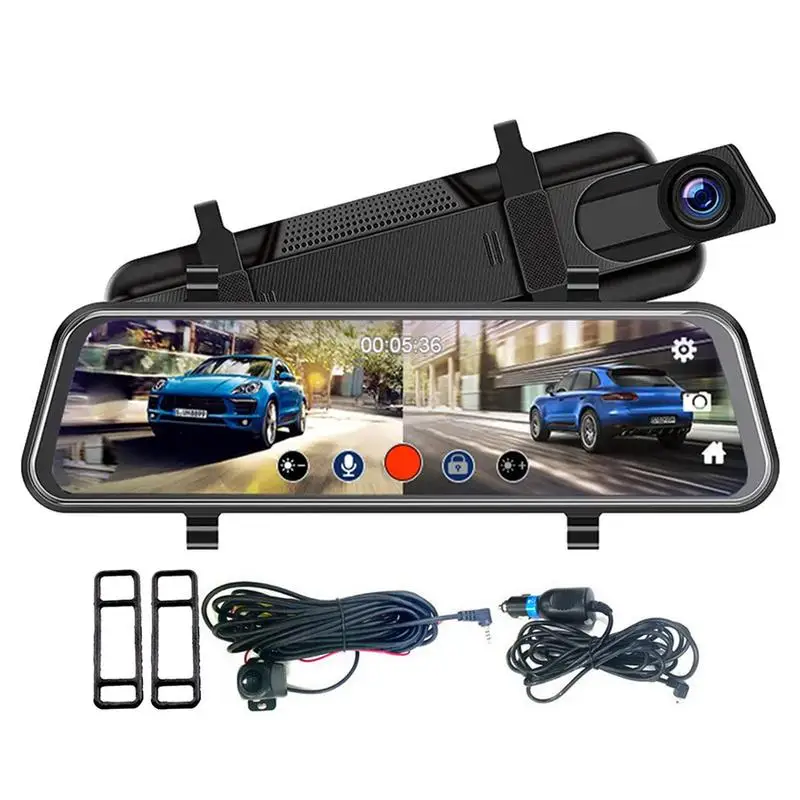 

HD 1080p 10 Inch Wide Angle Motion Detection Loop Recording Night Vision Rear View Mirror Dash Cam Camera Car Camera Recorder