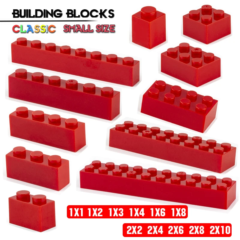 

Red Bulk Building Block 1X4 2X8 2X10 Hole Red Brick Basic Accessories Creative Education Compatible Brand Building Block Toys