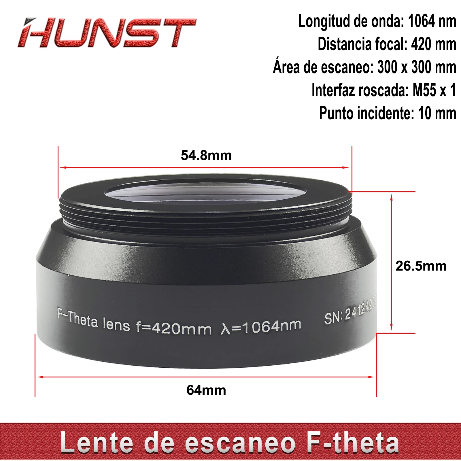 

Линза HUNST F-theta M55 1064nm для лазерного станка