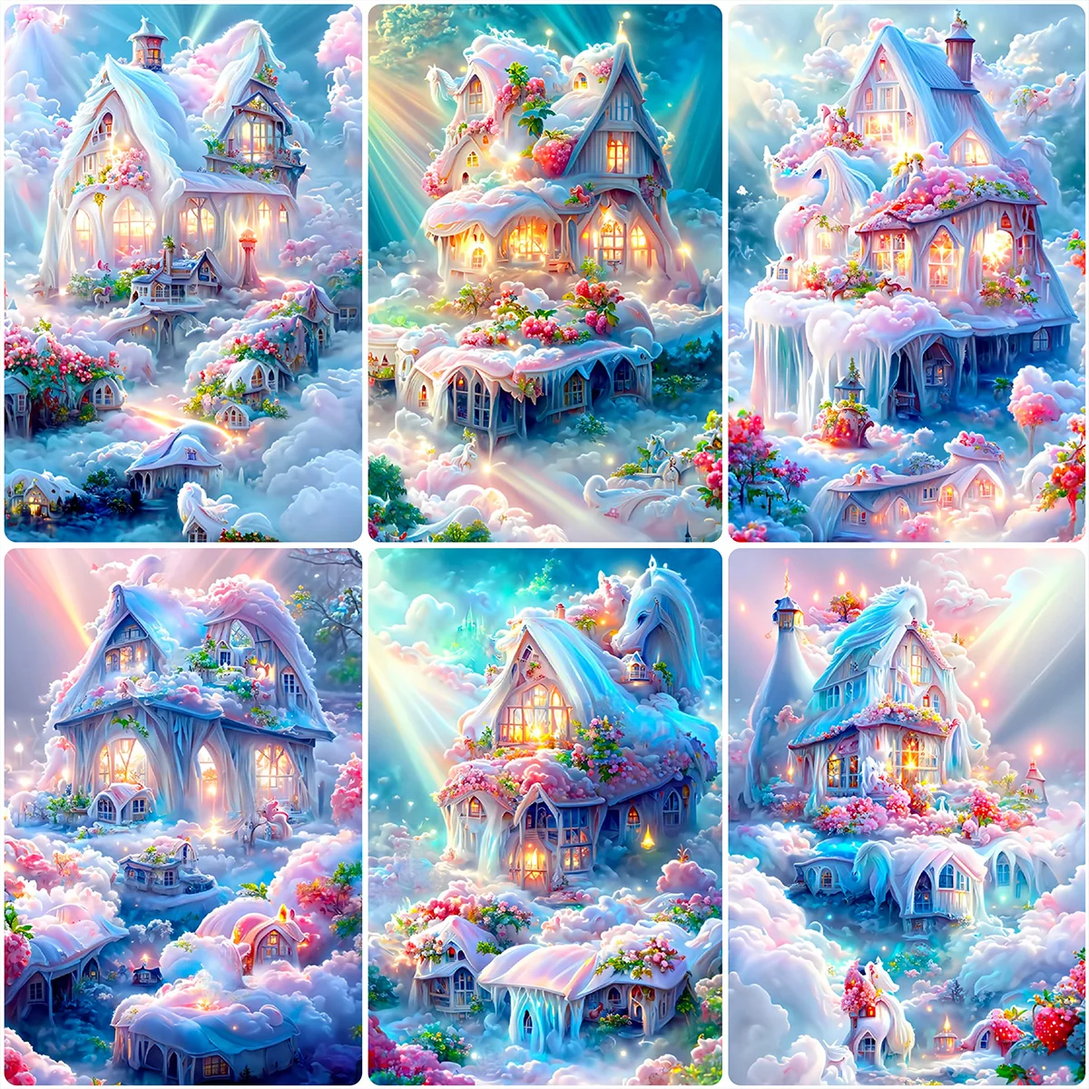 

Алмазная 5D живопись «сделай сам», облако, замок, Набор для вышивки крестиком, полный квадратный и круглый фантазия, искусственная вышивка, д...