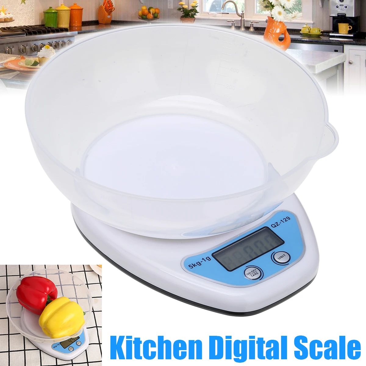 

1pack 5kg Digital Scale LED Electronic Scale Postal Food Measuring Weight Pastry Bowl Kitchen Tool